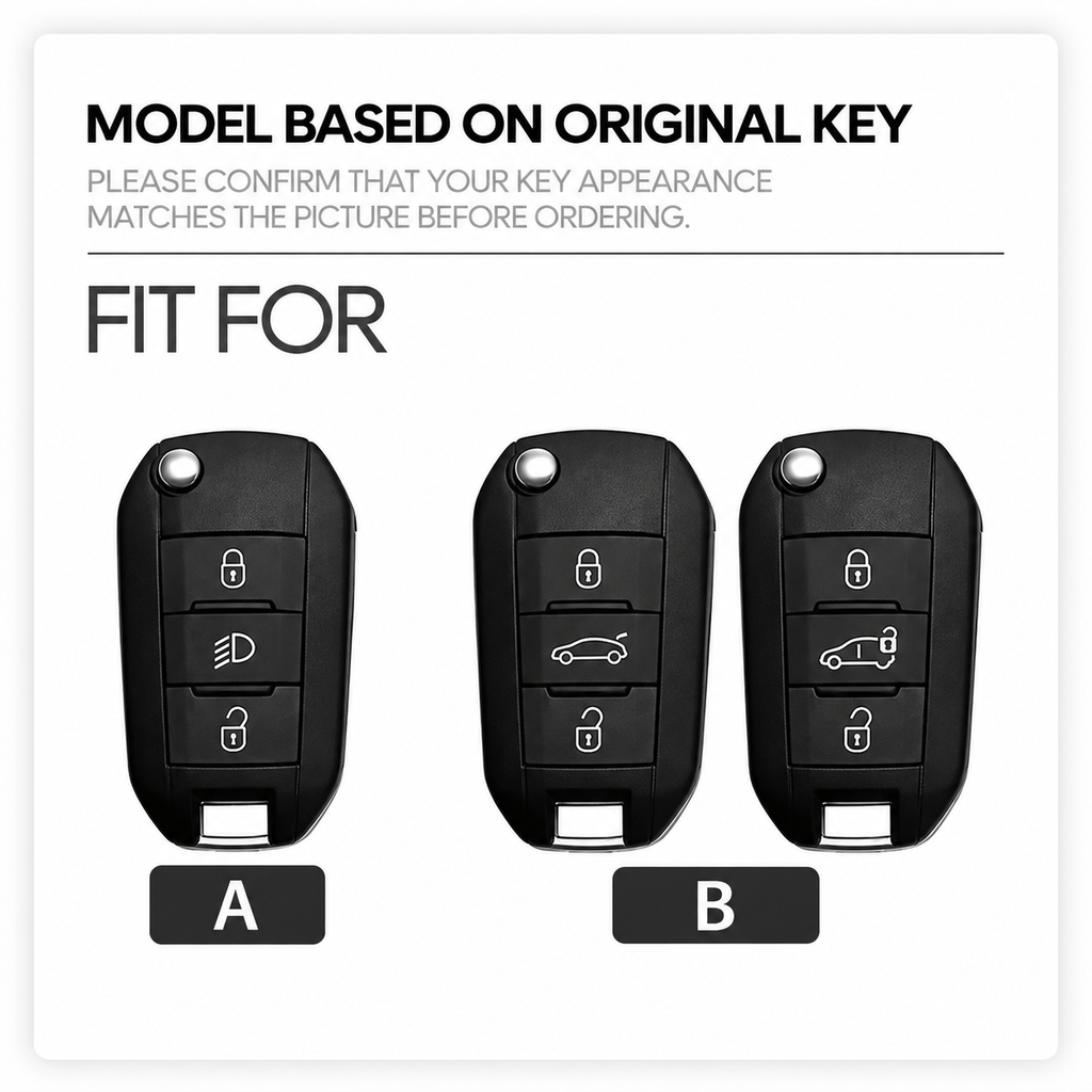 Black Warrior-Style TPU Car Key Fob Cover for Peugeot 208, 308, 408, 508, 2008, 3008, 4008 & 5008; Citroen C3, C4 Cactus, C6 & C8