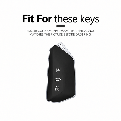 Black Warrior-Style TPU Car Key Fob Cover for Volkswagen Golf 8 MK8, GTI, GTD, R, ID.3 & ID.4 – 2020