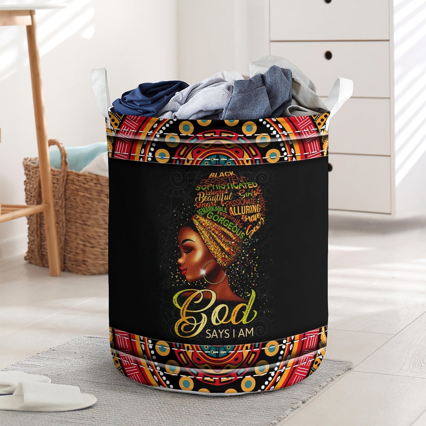 Black Woman Strong God Says I Am Laundry Basket For Bathroom Bedroom Storage
