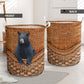 Bear Black Bear Rattan Texture Laundry Basket For Nursery Dorm And Home Storage