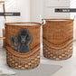 Black Standard Poodle Dog Rattan Texture Laundry Basket For Nursery Dorm And Home Storage