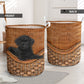 Black Toy Poodle Dog Rattan Texture Laundry Basket For Nursery Dorm And Home Storage
