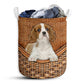 Small Size Blenheim Cavalier Dog Rattan Texture Laundry Basket For Bathroom Bedroom Storage