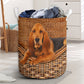 Bloodhound Dog Rattan Texture Laundry Basket For Room Home Organizer
