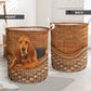 Bloodhound Dog Rattan Texture Laundry Basket For Nursery Dorm And Home Storage