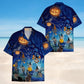 Halloween Blue Cat Hawaiian Shirt For Resort Trips, Coastal Parties, And Warm Weather Style