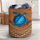 Turtle Blue Turtle Rattan Texture Laundry Basket For Room Home Organizer