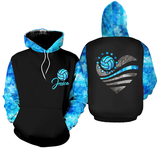 Volleyball Heart Personalized Hoodie For Casual Activities Seasonal Outings And Gift Ideas