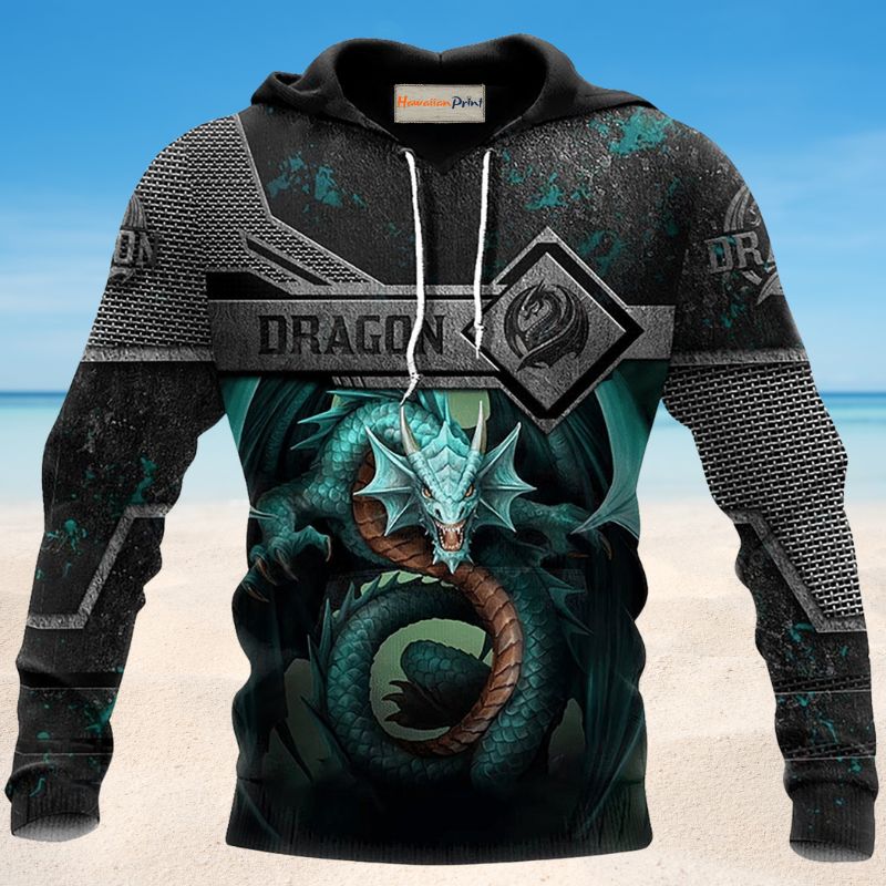 Blue Classic Dragon Metal Hoodie For Creative Casual Style Seasonal Outings And Comfort