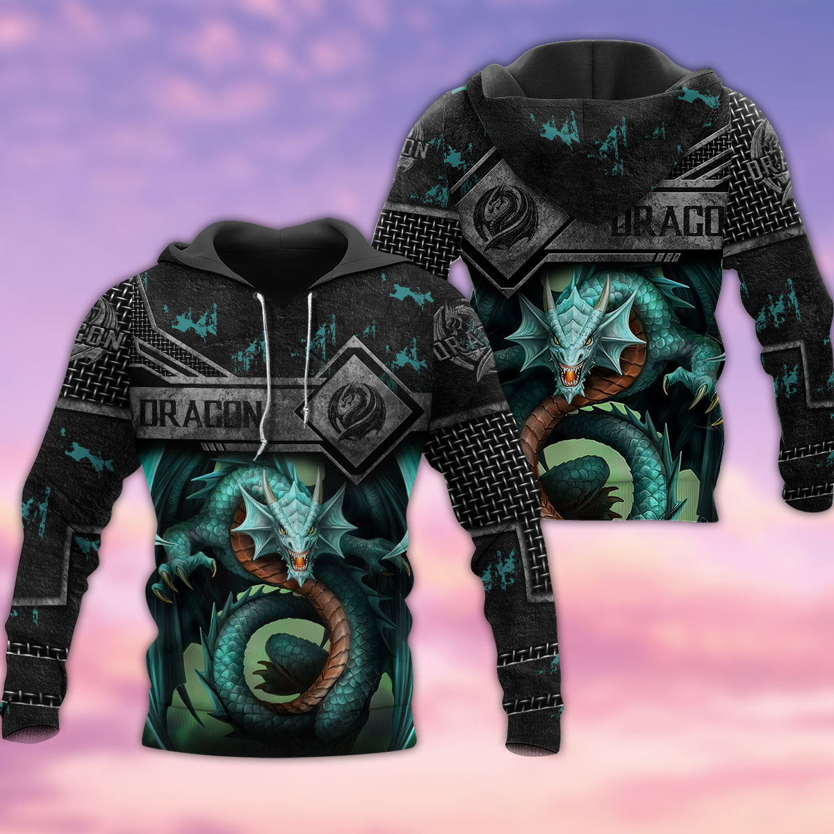 Blue Classic Dragon Metal Hoodie For Creative Casual Style Seasonal Outings And Comfort