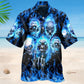 Blue Skull Angry Hawaiian Shirt For Island Vacations, Casual Events, And Distinctive Seasonal Style