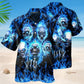 Blue Skull Angry Hawaiian Shirt For Island Vacations, Casual Events, And Distinctive Seasonal Style
