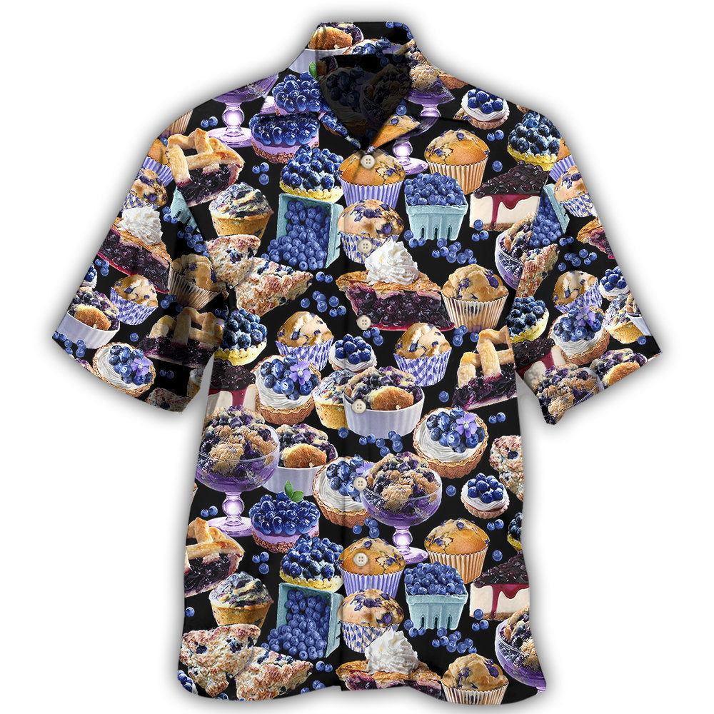 Blueberry Cupcake Baking Hawaiian Shirt For Coastal Travel, Casual Events, And Comfortable Summer Wear