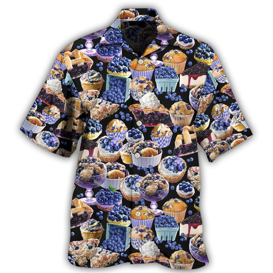Blueberry Cupcake Baking Hawaiian Shirt For Coastal Travel, Casual Events, And Comfortable Summer Wear