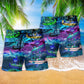 Coastal Boat Beach Shorts Pattern Detail For Cruise Vacations And Bright Summer Outfits