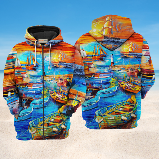 Boat Bygone Days Harbor Hoodie For Seaside Adventures Daily Style And Comfortable Outfits