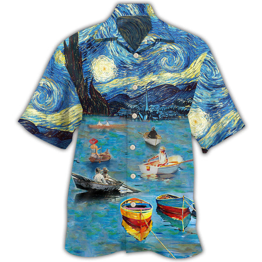 Boat Mysterious Sky Hawaiian Shirt For Island Vacations, Resort Wear, And Relaxed Seasonal Style