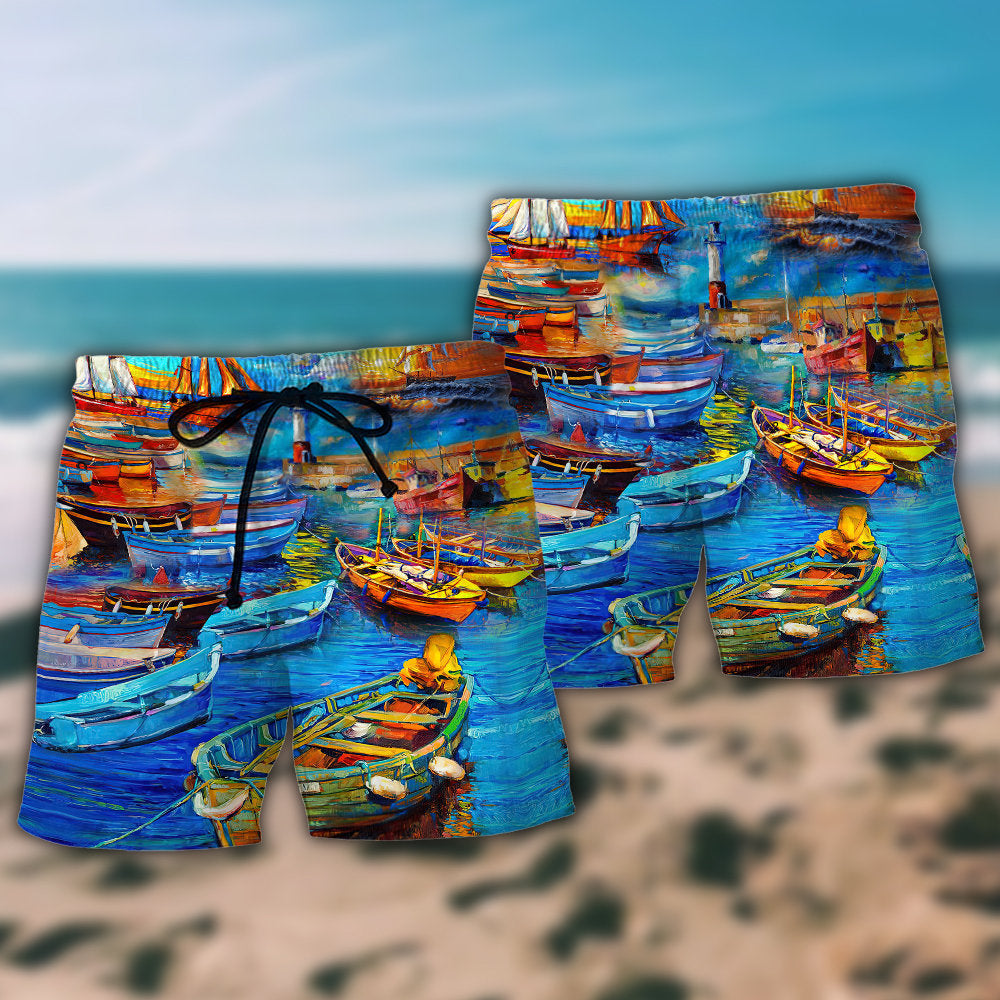 Vintage Harbor Boat Beach Shorts Pattern Detail For Poolside Fun And Thoughtful Gift Giving
