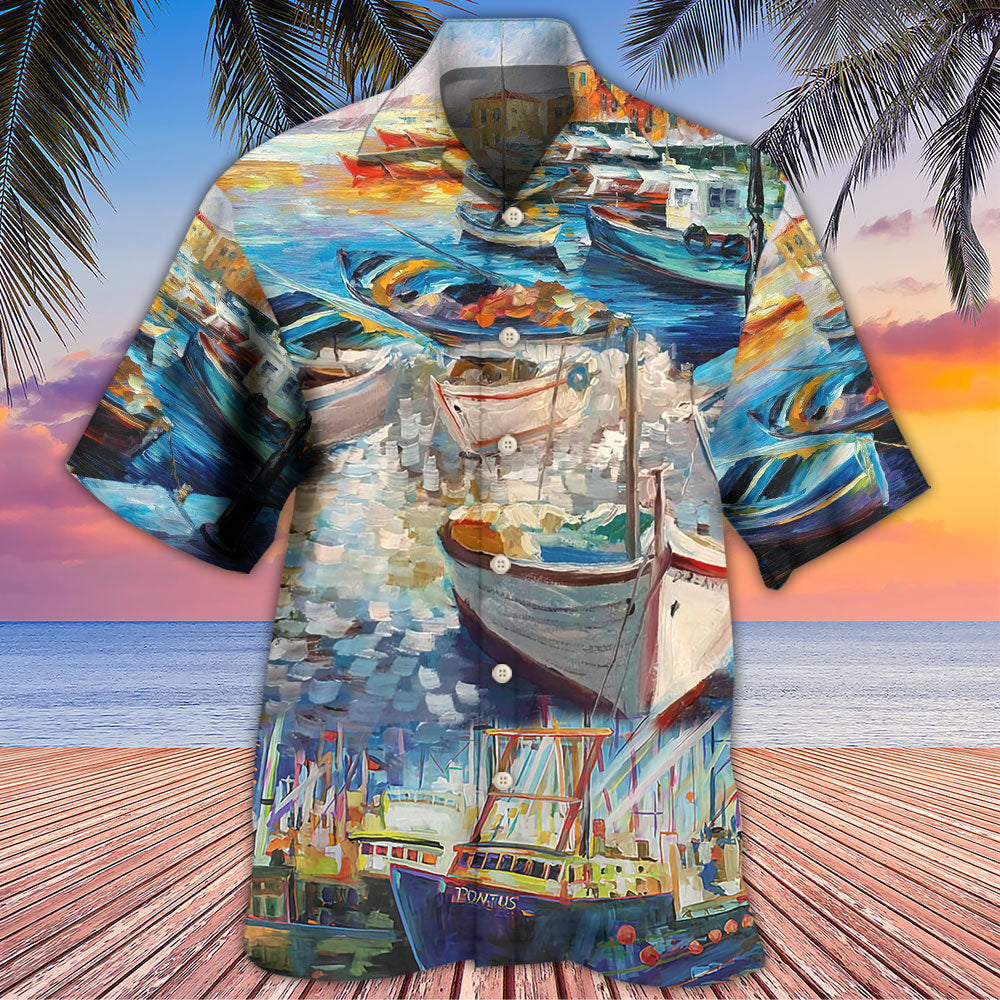 Boat Hawaiian Shirt Design Detail For Sunny Adventures And Casual Wear