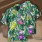 Tropical Boba Tea Leaf Design Hawaiian Shirt For Summer Vacation, Beach Travel, And Casual Wear