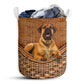 Small Size Boerboel Dog Rattan Texture Laundry Basket For Bathroom Bedroom Storage