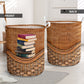 Book 2 Rattan Texture Style Laundry Basket For Nursery Dorm And Home Storage