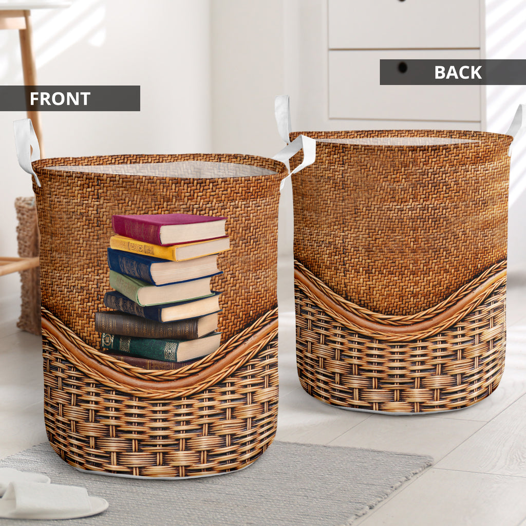 Book 2 Rattan Texture Style Laundry Basket For Nursery Dorm And Home Storage