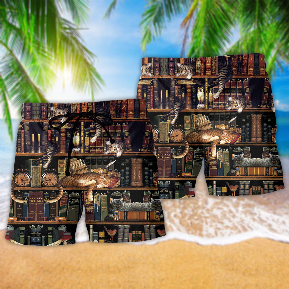 Book Cat Cozy Sleep Beach Shorts Pattern Detail For Poolside Fun And Comfortable Resort Style