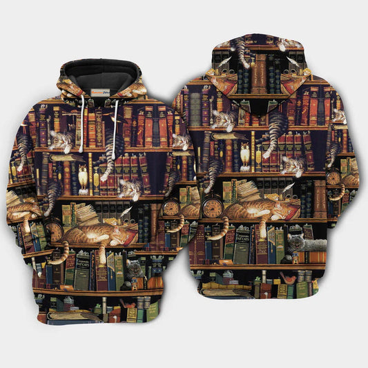 Book Sleeping Cat Cozy Hoodie For Animal Artwork Fans Seasonal Events And Gift Giving