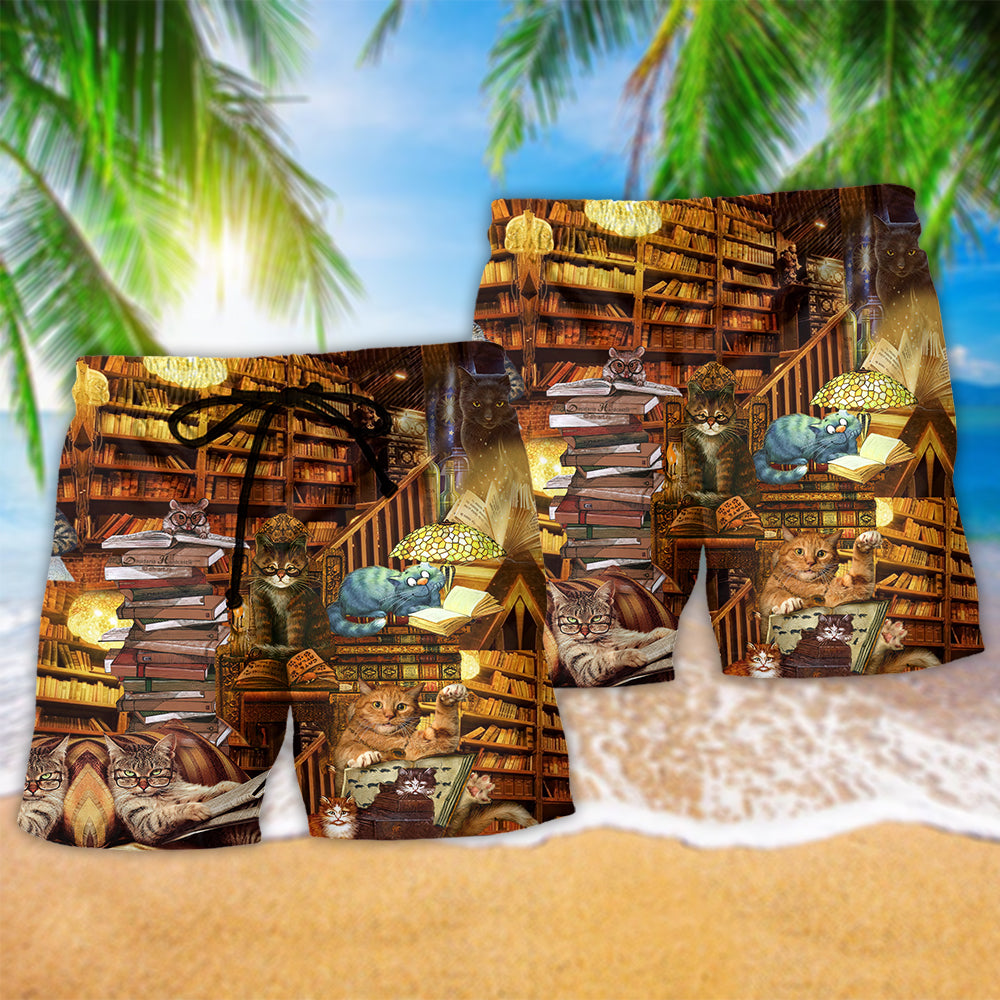 Book Cat Beach Shorts Pattern Detail For Holiday Travel And Casual Outdoor Comfort
