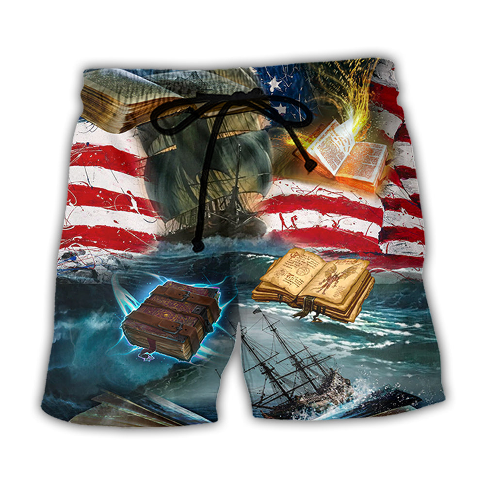 Independence Day Book Beach Shorts For Beach Days And Lightweight Summer Style