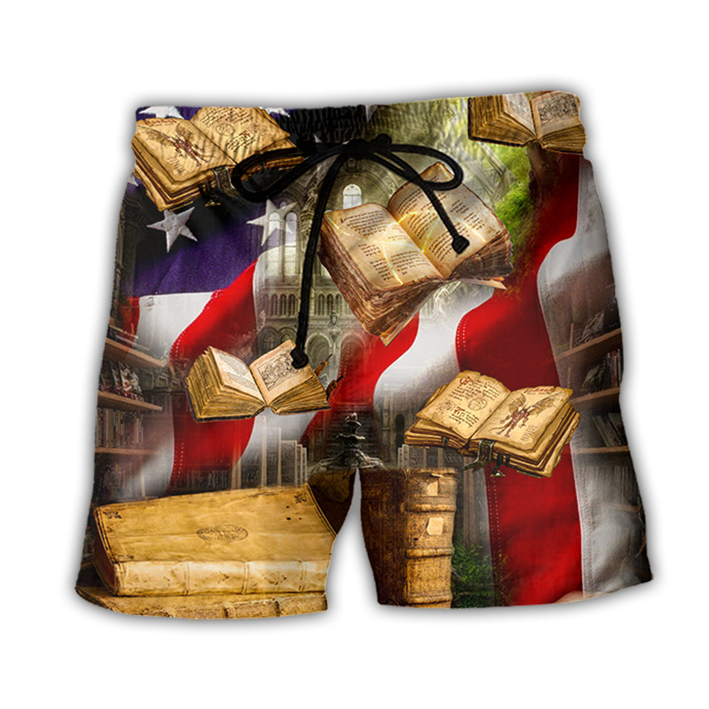 Independence Day Book Magic Beach Shorts For Oceanfront Escapes And Comfortable Daily Use
