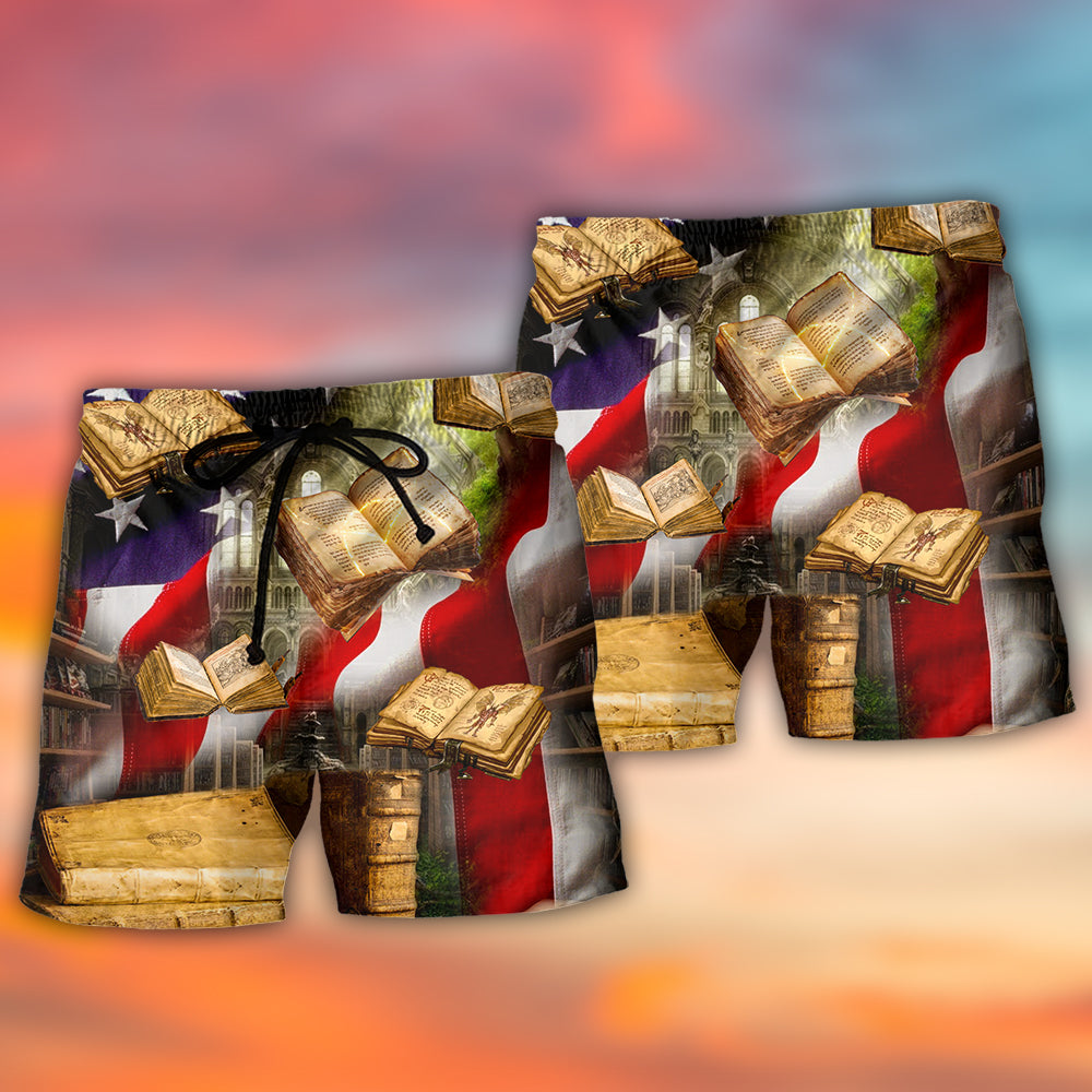 Independence Day Book Magic Beach Shorts Pattern Detail For Tropical Escapes And Comfortable Daily Use
