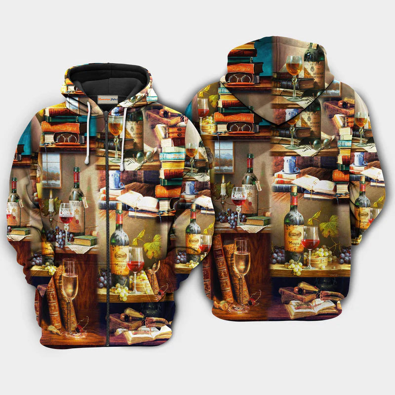 Books Fine Drink Hoodie For Relaxed Streetwear Weekend Travel And Everyday Style