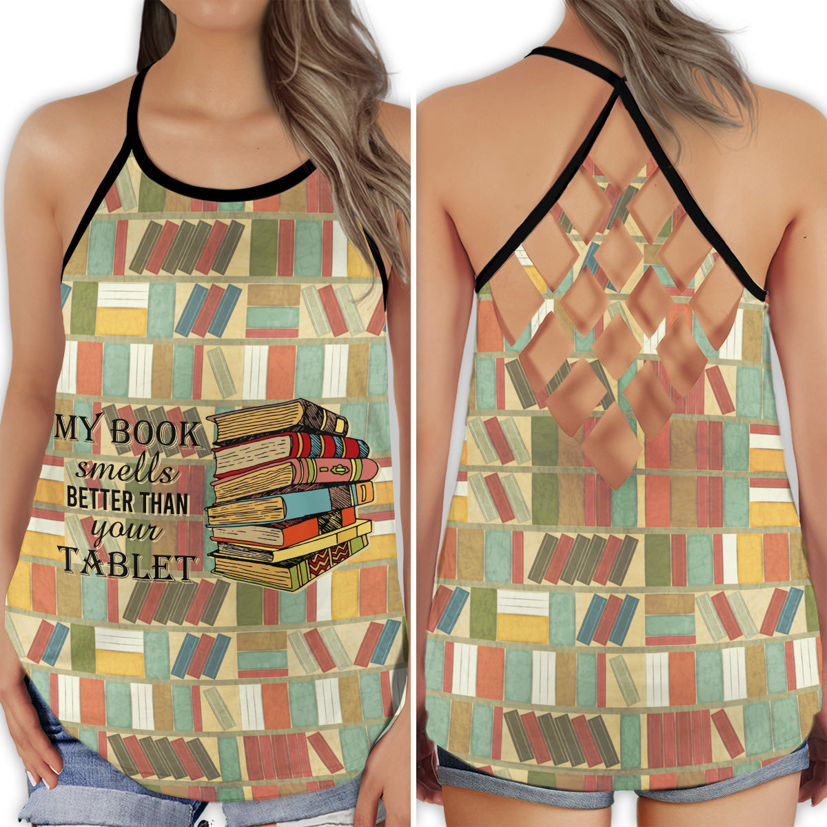 Book Lover Reading Smells Better Quote Hollow Tank Top For Yoga Workouts And Casual Wear