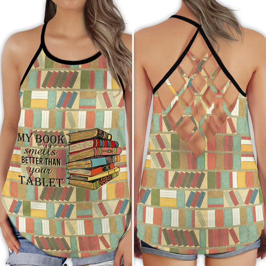 Book Lover Reading Smells Better Quote Hollow Tank Top For Yoga Workouts And Casual Wear