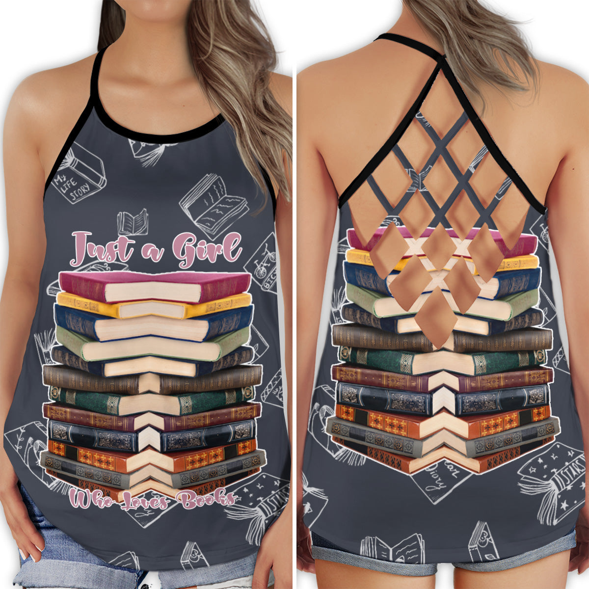 Book Lover Modern Reading Hollow Tank Top For Yoga Workouts And Casual Wear