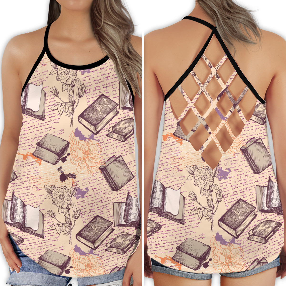 Book Lover Vintage Reading Hollow Tank Top For Yoga Workouts And Casual Wear