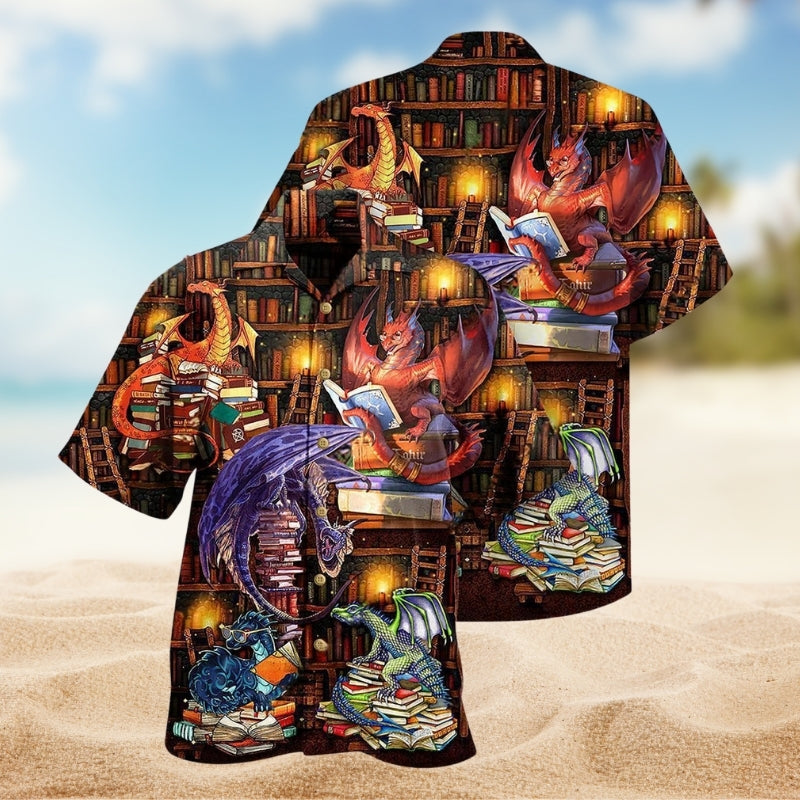 Books Reading Hawaiian Shirt For Summer Vacation, Beach Travel, And Casual Wear