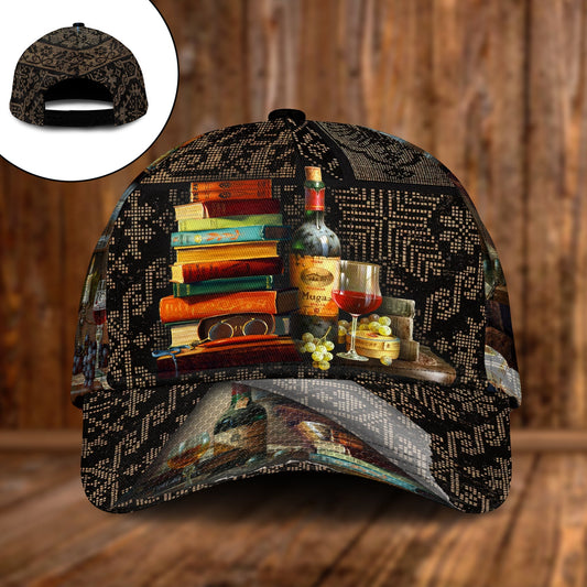 Books And Fine Drink Lover Classic Cap For Everyday Wear Vacations And Seasonal Activities