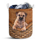 Small Size Border Terrier Dog Rattan Texture Laundry Basket For Bathroom Bedroom Storage