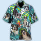 Tropical Dog Border Collie Leaf Hawaiian Shirt For Resort Getaways And Comfortable Summer Activities