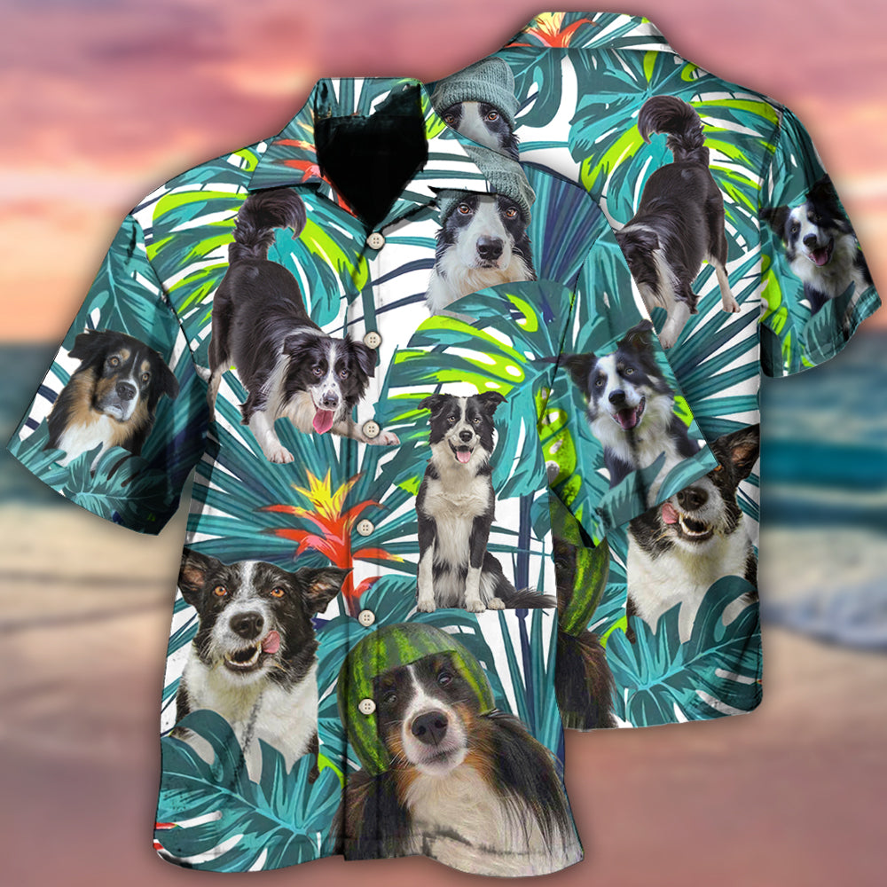 Tropical Dog Border Collie Leaf Hawaiian Shirt Design Detail For Sunny Adventures And Casual Wear
