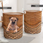 Border Terrier Dog Rattan Texture Laundry Basket For Nursery Dorm And Home Storage