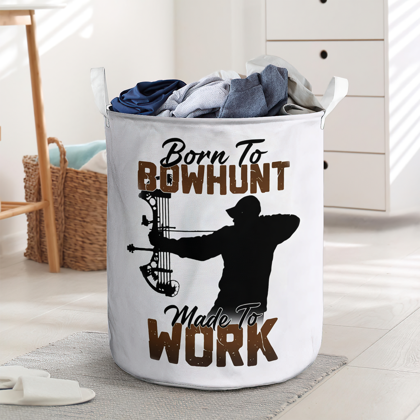 Born To Bowhunt Made To Work Laundry Basket For Bathroom Bedroom Storage
