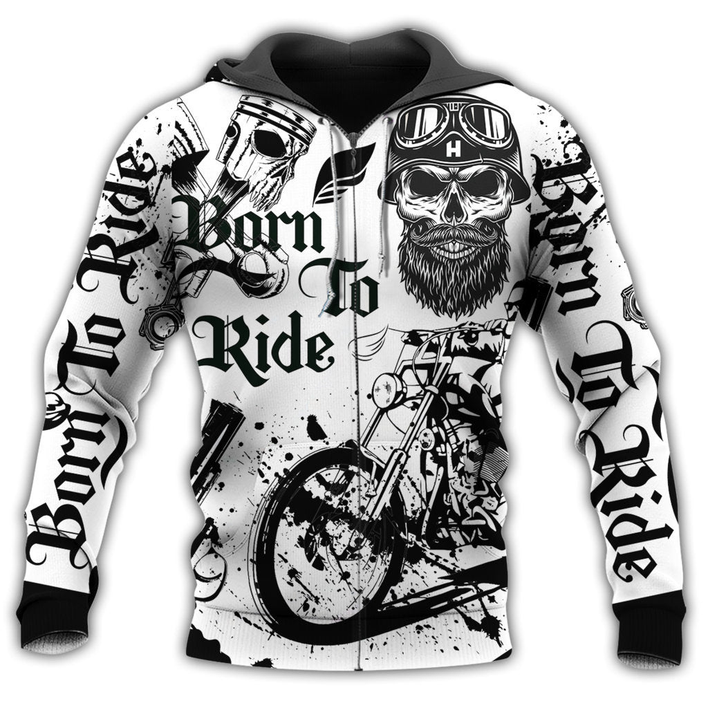 Black White Born Ride Motorcycle Hoodie For Car Lovers Outdoor Events And Thoughtful Gift Giving
