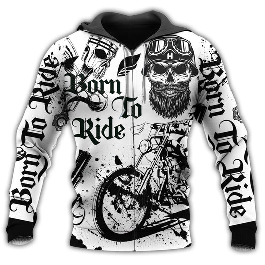Black White Born Ride Motorcycle Hoodie For Car Lovers Outdoor Events And Thoughtful Gift Giving