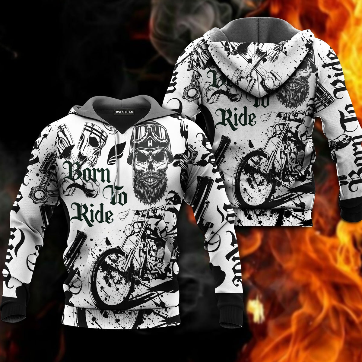 Black White Born Ride Motorcycle Hoodie For Car Lovers Outdoor Events And Thoughtful Gift Giving