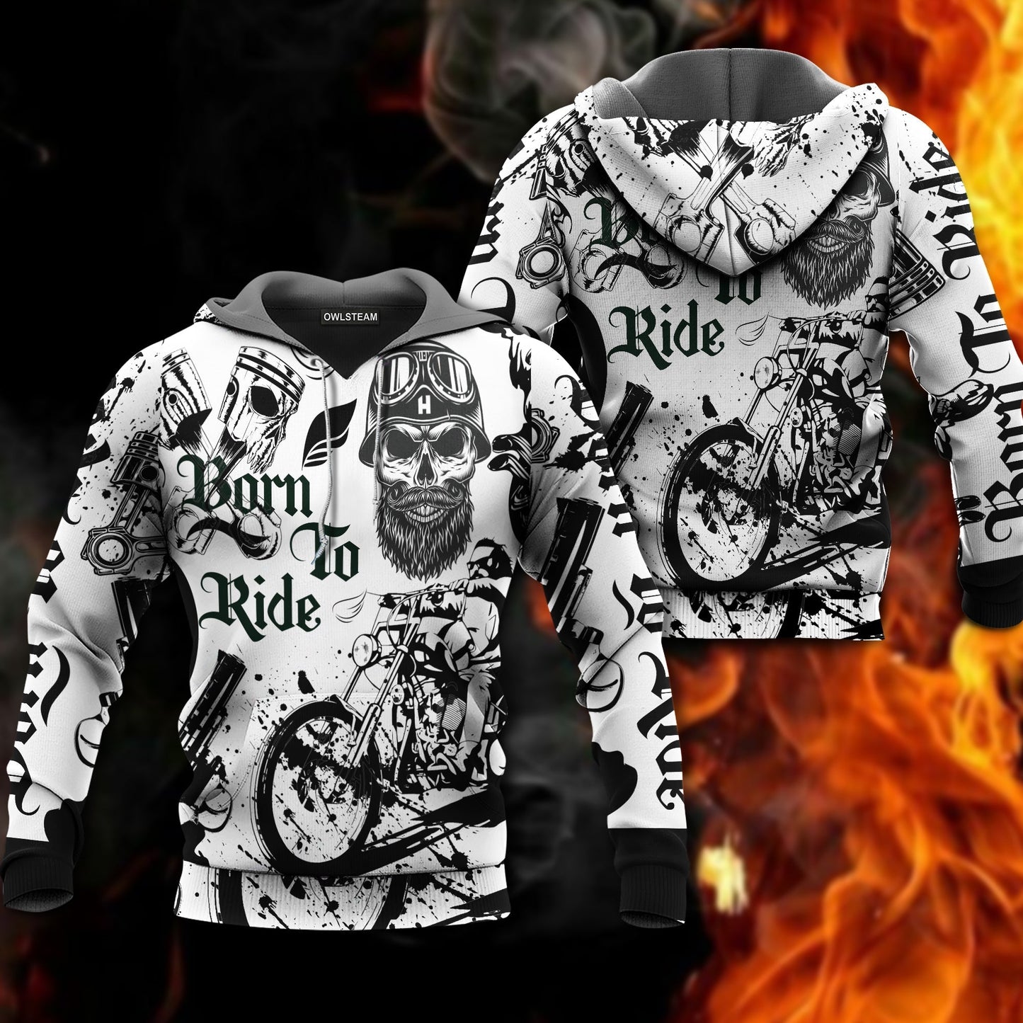 Black White Born Ride Motorcycle Hoodie For Car Lovers Outdoor Events And Thoughtful Gift Giving