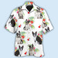 Floral Tropical Boston Terrier Hawaiian Shirt For Summer Vacation, Beach Travel, And Casual Wear